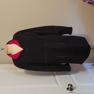 Susan Graver Reversible Fleece Coat L Black & Red